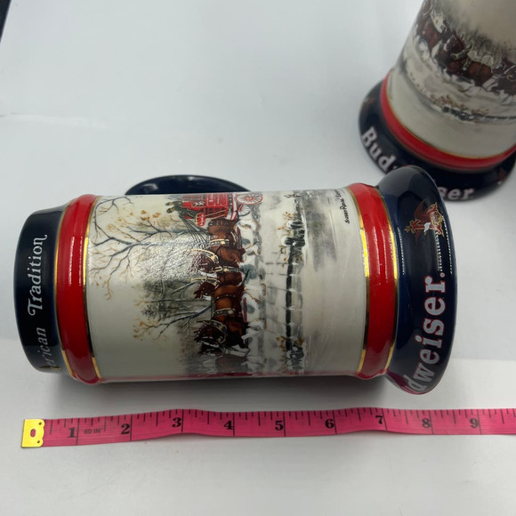 Vintage 3 Anheuser Bush Budweiser Heavy Ceramic Steins 1990 Susan Sampson - Picture 10 of 11